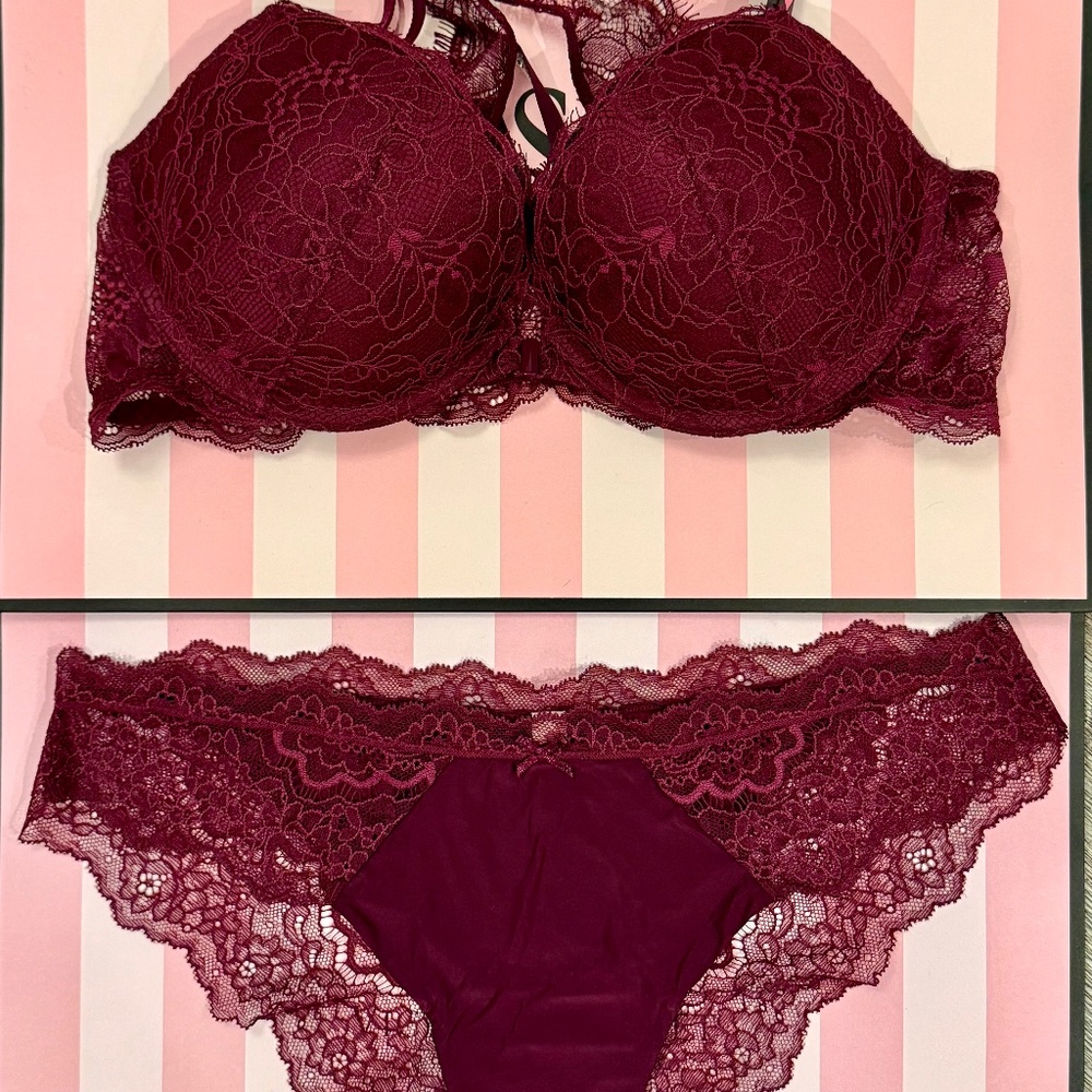 Victoria's Secret VerySexy Push Up Front Closure Bra & Cheekini Set 36B/L NWT